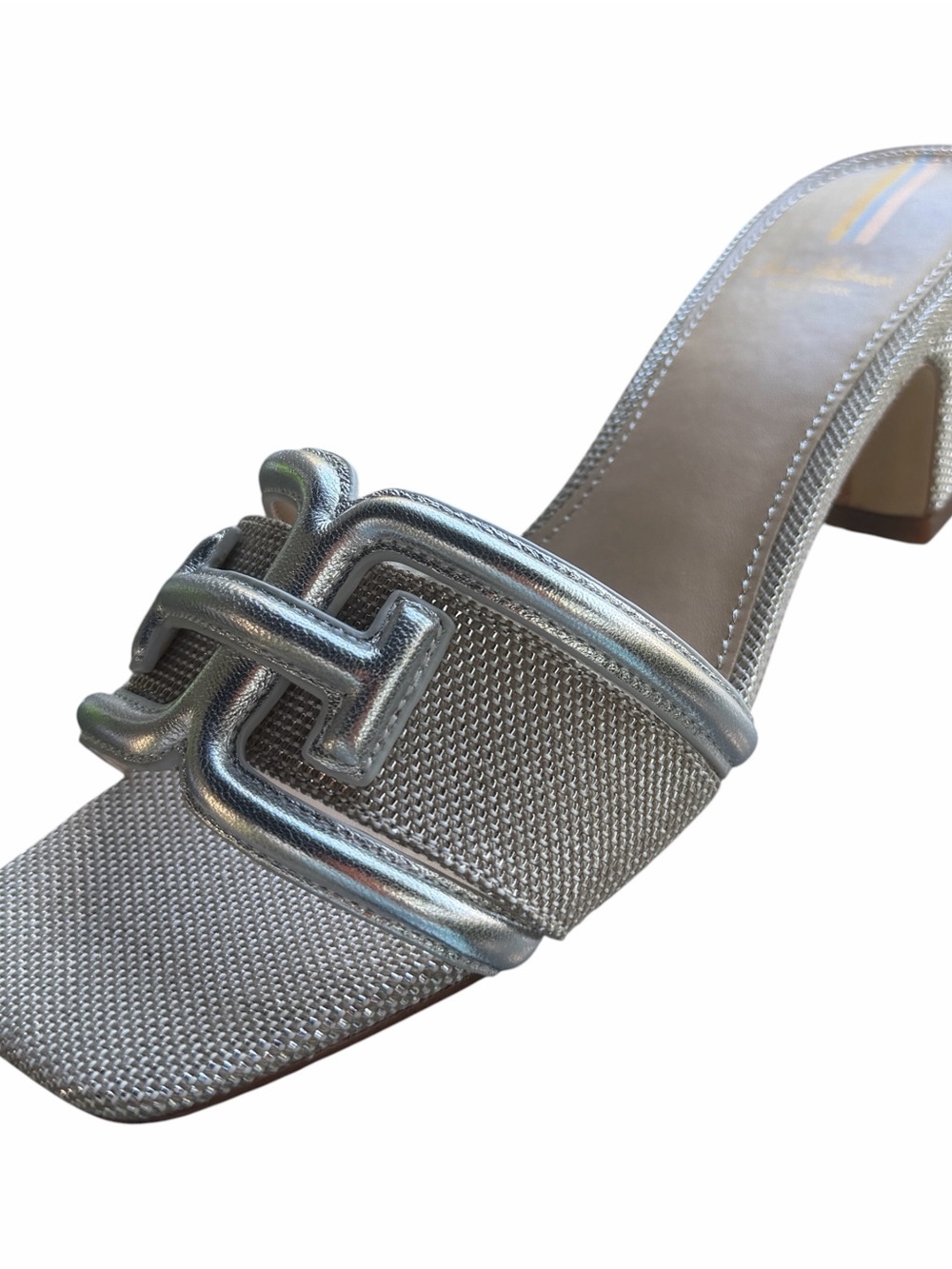 Sam Edelman Waylon Silver Slide Sandals Block Heel Size 7.5 NIB - Picture 3 of 10